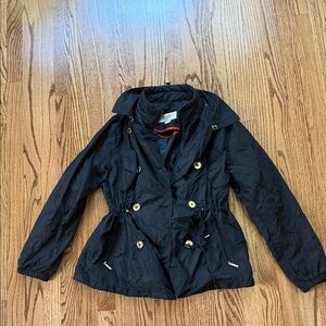 Michael Kors Black Trench Coat with Gold Accents